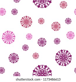 Light Pink, Yellow vector seamless background with xmas snowflakes. Blurred decorative design in xmas style with snow. Pattern for design of fabric, wallpapers.