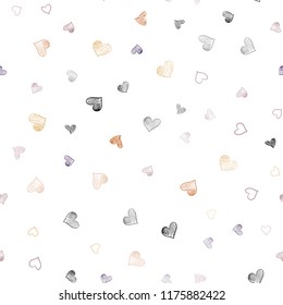 Light Pink, Yellow vector seamless texture with lovely hearts. Decorative shining illustration with hearts on abstract template. Template for Valentine's greeting postcards.