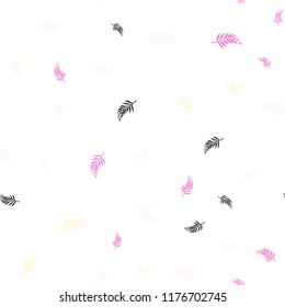 Light Pink, Yellow vector seamless doodle background with leaves. Creative illustration in blurred style with leaves. Design for textile, fabric, wallpapers.
