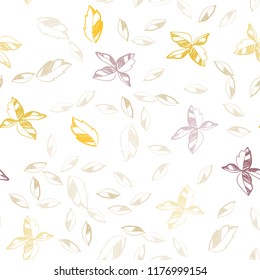 Light Pink, Yellow vector seamless natural background with leaves. Modern geometrical abstract illustration with leaves. Pattern for design of window blinds, curtains.