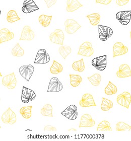 Light Pink, Yellow vector seamless elegant template with leaves. Doodle illustration of leaves in Origami style with gradient. Template for business cards, websites.