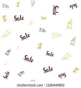 Light Pink, Yellow vector seamless background with 40 % signs of sales. Colored words of sales with gradient on white background. Design for business ads, commercials.