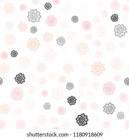 Light Pink, Yellow vector seamless pattern with christmas snowflakes. Glitter abstract illustration with crystals of ice. Pattern for trendy fabric, wallpapers.