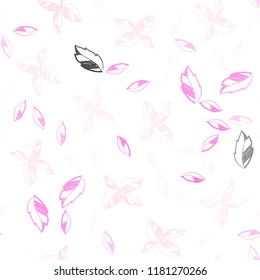 Light Pink, Yellow vector seamless natural background with leaves. Decorative illustration with doodles on abstract template. Template for business cards, websites.