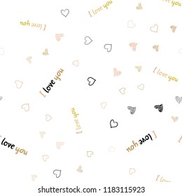Light Pink, Yellow vector seamless texture with lovely hearts. Beautiful colored illustration with hearts in celebration style. Pattern can be used for valentine's ad, booklets.