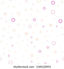 Light Pink, Yellow vector seamless template with circles. Abstract illustration with colored bubbles in nature style. Design for textile, fabric, wallpapers.