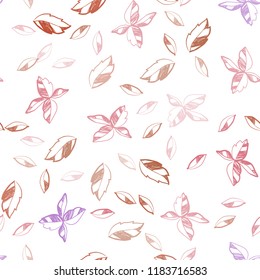 Light Pink, Yellow vector seamless doodle texture with leaves. Colorful abstract illustration with leaves in doodle style. Trendy design for wallpaper, fabric makers.