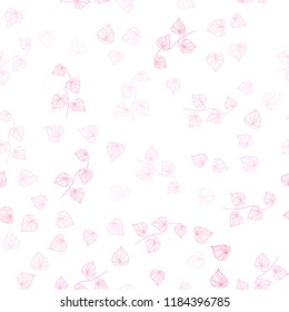 Light Pink, Yellow vector seamless doodle pattern with leaves. Colorful illustration in doodle style with leaves. Design for textile, fabric, wallpapers.