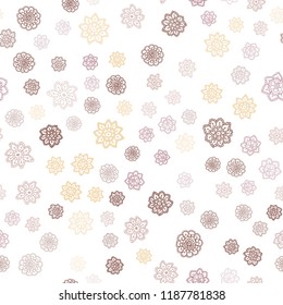 Light Pink, Yellow vector seamless texture with colored snowflakes. Glitter abstract illustration with crystals of ice. Pattern for design of fabric, wallpapers.