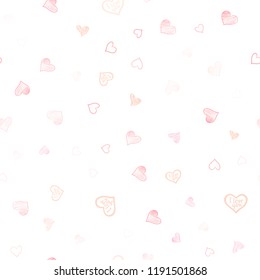 Light Pink, Yellow vector seamless template with doodle hearts. Hearts on blurred abstract background with colorful gradient. Pattern for marriage gifts, congratulations.