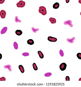 Light Pink, Yellow vector seamless background with bubbles. Blurred bubbles on abstract background with colorful gradient. Pattern for design of window blinds, curtains.