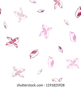 Light Pink, Yellow vector seamless elegant wallpaper with leaves. Colorful abstract illustration with leaves in doodle style. Design for textile, fabric, wallpapers.