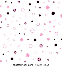 Light Pink, Yellow vector seamless cover with spots. Blurred bubbles on abstract background with colorful gradient. Pattern for design of window blinds, curtains.