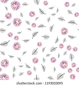 Light Pink, Yellow vector seamless elegant template with leaves, flowers. Shining colorful illustration with leaves, flowers. Pattern for design of window blinds, curtains.
