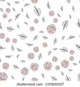 Light Pink, Yellow vector seamless natural backdrop with leaves, flowers. Glitter abstract illustration with leaves and flowers. Trendy design for wallpaper, fabric makers.