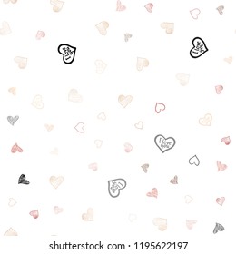 Light Pink, Yellow vector seamless cover with Shining hearts. Glitter abstract illustration with colorful hearts in romantic style. Pattern for carnival, festival romantic leaflets.