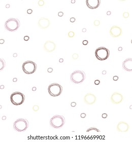 Light Pink, Yellow vector seamless layout with circle shapes. Blurred decorative design in abstract style with bubbles. Pattern can be used as texture of wallpapers.