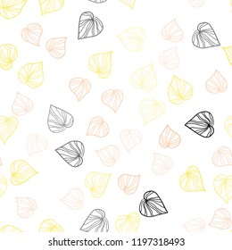 Light Pink, Yellow vector seamless doodle pattern with leaves. Doodle illustration of leaves in Origami style with gradient. Trendy design for wallpaper, fabric makers.
