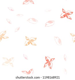 Light Pink, Yellow vector seamless doodle backdrop with leaves. Colorful abstract illustration with leaves in doodle style. Template for business cards, websites.