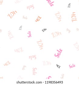 Light Pink, Yellow vector seamless background with 40 % signs of sales. Gradient illustration with discount signs on white backdrop. Pattern for ads, posters, banners of sales.