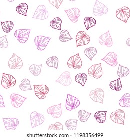 Light Pink, Yellow vector seamless doodle layout with leaves. leaves on elegant natural pattern with gradient. Pattern for design of window blinds, curtains.