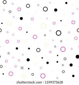 Light Pink, Yellow vector seamless layout with circle shapes. Blurred bubbles on abstract background with colorful gradient. Pattern for design of fabric, wallpapers.