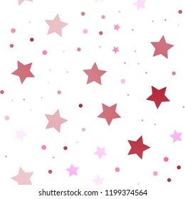 Light Pink, Yellow vector seamless cover with small and big stars. Blurred decorative design in simple style with stars. The pattern can be used for new year ad, booklets.