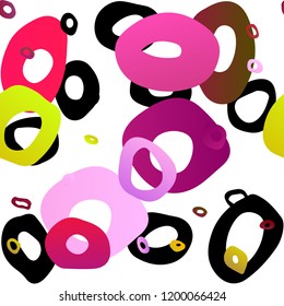 Light Pink, Yellow vector seamless pattern with spheres. Illustration with set of shining colorful abstract circles. Pattern for design of fabric, wallpapers.