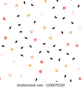 Light Pink, Yellow vector seamless background with coffee, beans. Glitter abstract backdrop with gradient mugs, coffee grains. Pattern for menu of cafes and restaurants.
