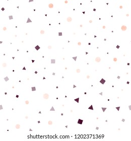Light Pink, Yellow vector seamless background with triangles, circles, cubes. Circles, lines, rhombus with colorful gradient. Pattern for design of window blinds, curtains.