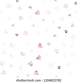 Light Pink, Yellow vector seamless background with hearts. Decorative shining illustration with hearts on abstract template. Pattern for marriage gifts, congratulations.