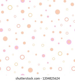Light Pink, Yellow vector seamless backdrop with dots. Blurred decorative design in abstract style with bubbles. Pattern for trendy fabric, wallpapers.
