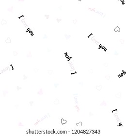 Light Pink, Yellow vector seamless cover with Shining hearts. Glitter abstract illustration with colorful hearts in romantic style. Design for ad, poster, banner of Valentine Day.
