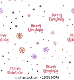 Light Pink, Yellow vector seamless background with xmas snowflakes. Colorful snowflakes with gradient on abstract background. Pattern for design of fabric, wallpapers.
