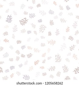 Light Pink, Yellow vector seamless doodle backdrop with leaves, branches. Doodle illustration of leaves and branches in Origami style. Pattern for trendy fabric, wallpapers.