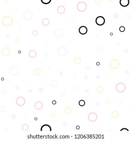 Light Pink, Yellow vector seamless cover with spots. Abstract illustration with colored bubbles in nature style. Completely new template for your brand book.
