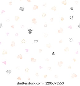 Light Pink, Yellow vector seamless template with doodle hearts. Decorative shining illustration with hearts on abstract template. Beautiful design for your business advert of anniversary.