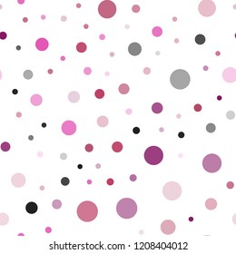 Light Pink, Yellow vector seamless pattern with spheres. Beautiful colored illustration with blurred circles in nature style. Pattern for design of fabric, wallpapers.