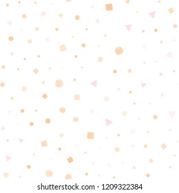 Light Pink, Yellow vector seamless template with crystals, circles, squares. Illustration with set of colorful circles, triangles, squares. Trendy design for wallpaper, fabric makers.