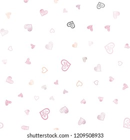 Light Pink, Yellow vector seamless cover with Shining hearts. Hearts on blurred abstract background with colorful gradient. Pattern can be used for valentine's ad, booklets.