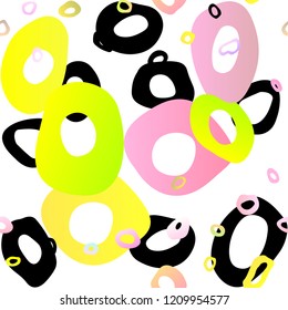 Light Pink, Yellow vector seamless texture with disks. Modern abstract illustration with colorful water drops. Pattern for design of fabric, wallpapers.