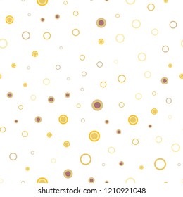 Light Pink, Yellow vector seamless backdrop with dots. Beautiful colored illustration with blurred circles in nature style. Template for business cards, websites.