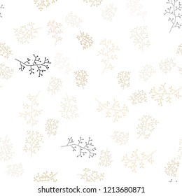 Light Pink, Yellow vector seamless elegant template with branches. Doodle illustration of leaves and branches in Origami style. Pattern for trendy fabric, wallpapers.