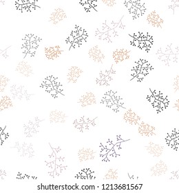 Light Pink, Yellow vector seamless abstract pattern with branches. Sketchy doodles on white background. Design for textile, fabric, wallpapers.