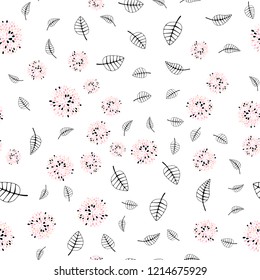 Light Pink, Yellow vector seamless elegant background with leaves, flowers. Gradient Leaves, flowers on white background. Design for textile, fabric, wallpapers.
