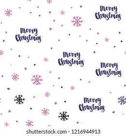 Light Pink, Yellow vector seamless texture with colored snowflakes. Shining colorful illustration with snow in christmas style. Template for business cards, websites.