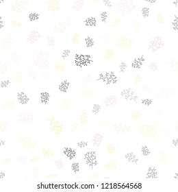 Light Pink, Yellow vector seamless natural artwork with leaves, branches. Colorful abstract illustration with leaves in doodle style. Pattern for trendy fabric, wallpapers.