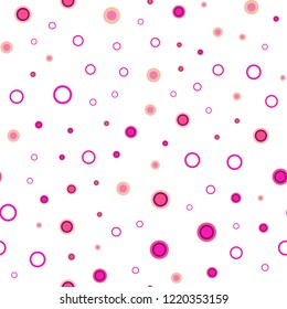 Light Pink, Yellow vector seamless pattern with spheres. Illustration with set of shining colorful abstract circles. Pattern for design of fabric, wallpapers.