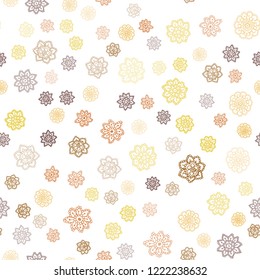 Light Pink, Yellow vector seamless texture with colored snowflakes. Glitter abstract illustration with crystals of ice. Pattern for design of fabric, wallpapers.