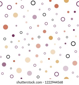 Light Pink, Yellow vector seamless backdrop with dots. Glitter abstract illustration with blurred drops of rain. Template for business cards, websites.